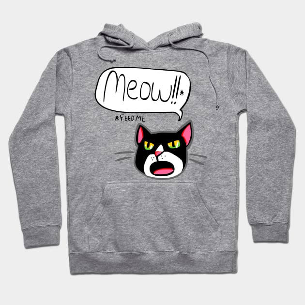 Funny Cat Feed Me Meow 2.0 Hoodie by sky665